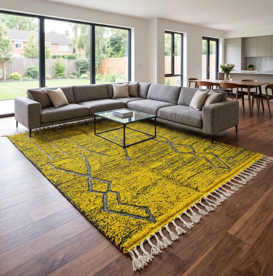 Tapis Mrirt Tahla jaune et vert, vue 3 sur 4