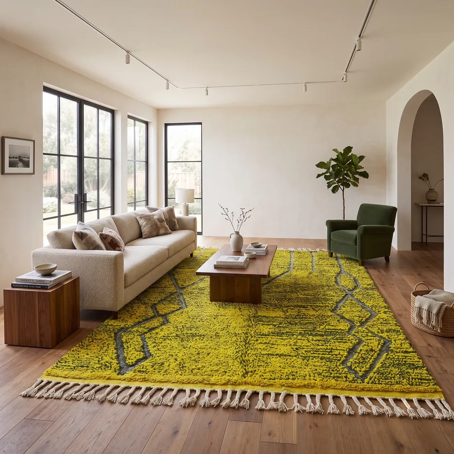 Tapis Mrirt Tahla jaune et vert, vue 4 sur 4