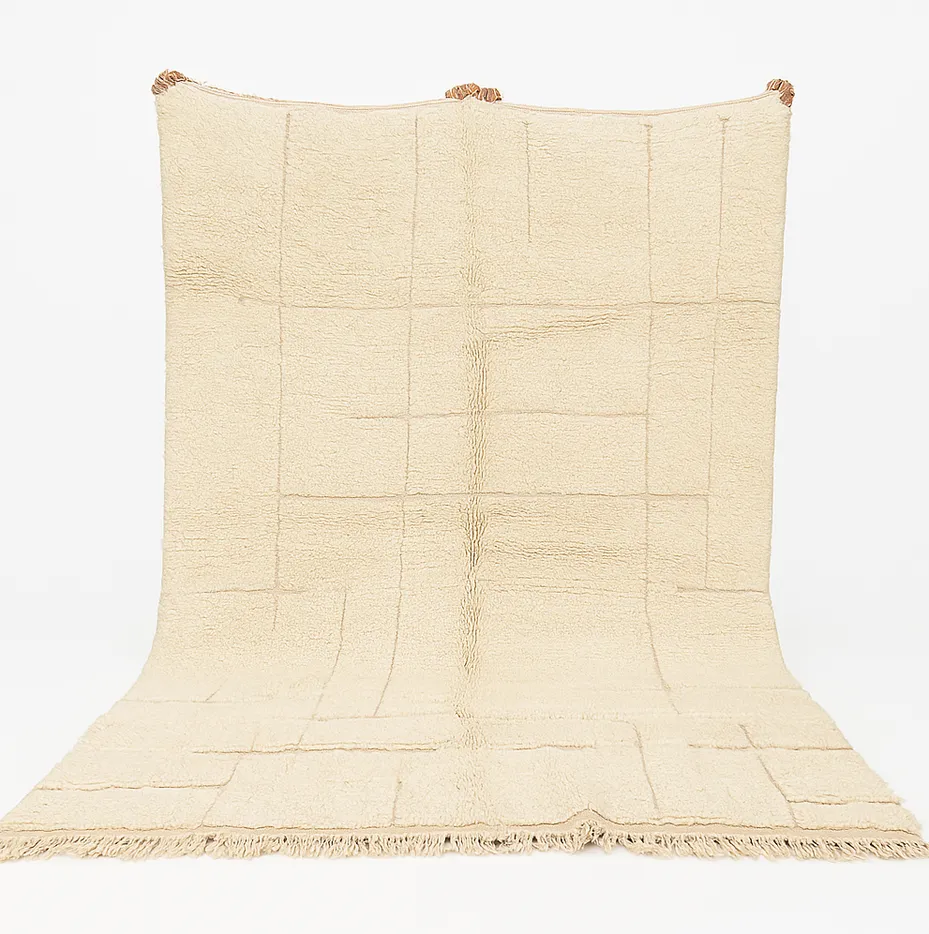 Tapis Mrirt Tamayt beige uni — tapis mrirt tissé à la main
