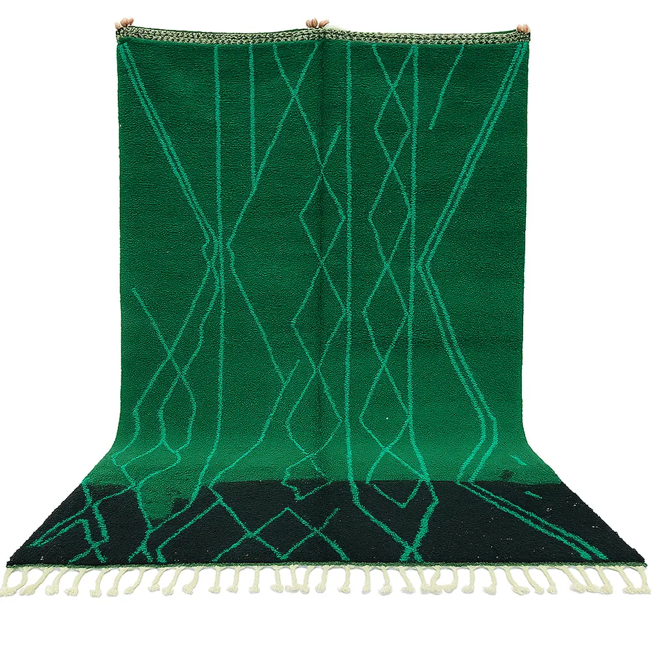 Tapis Mrirt Tanit vert à losanges — tapis mrirt tissé à la main