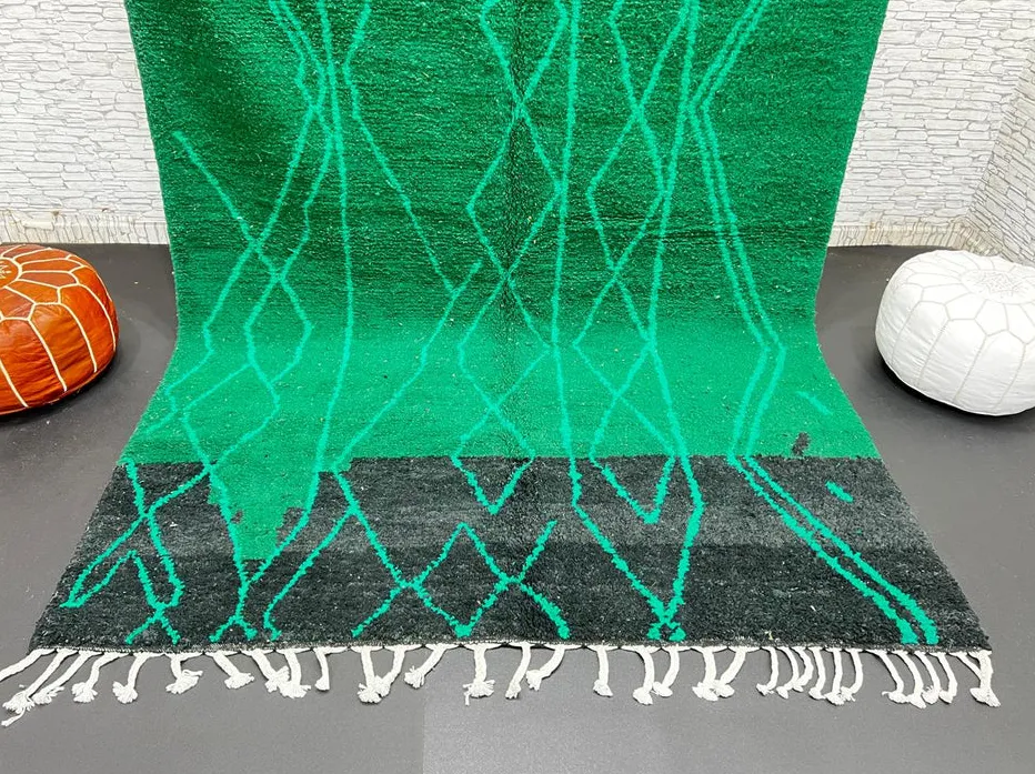 Tapis Mrirt Tanit vert à losanges, vue 3 sur 4