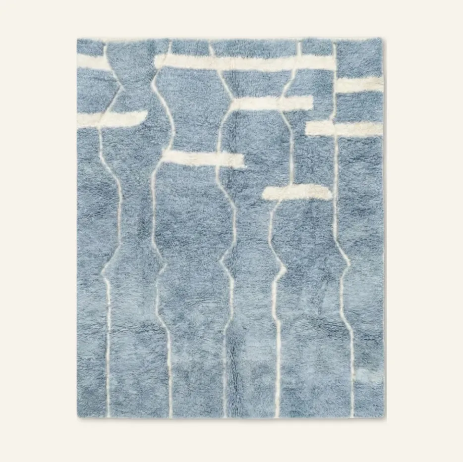 Tapis Mrirt Tata bleu — tapis mrirt tissé à la main