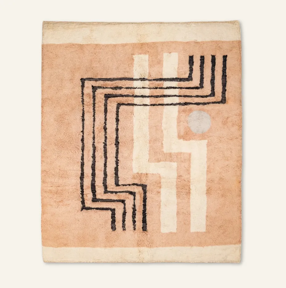 Tapis Mrirt Tazzarine beige et noir — tapis mrirt tissé à la main