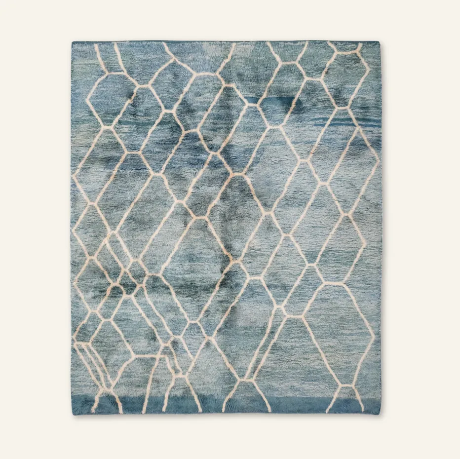 Tapis Mrirt Timahdite bleu — tapis mrirt tissé à la main