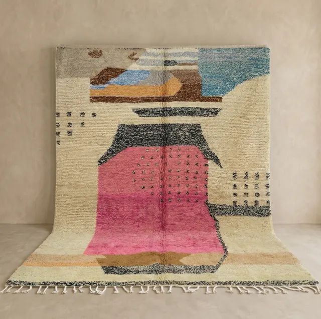 Tapis Mrirt Tirhza multicolore au dessin abstrait — tapis mrirt