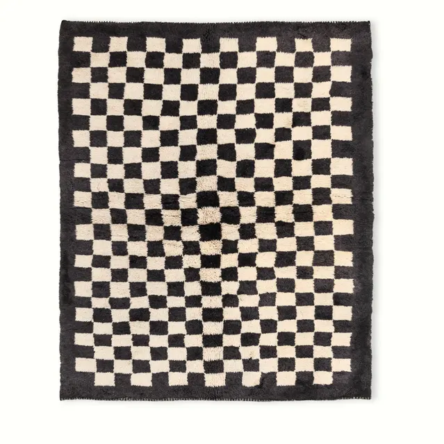 Tapis Mrirt Zagora beige et blanc à damier — tapis mrirt