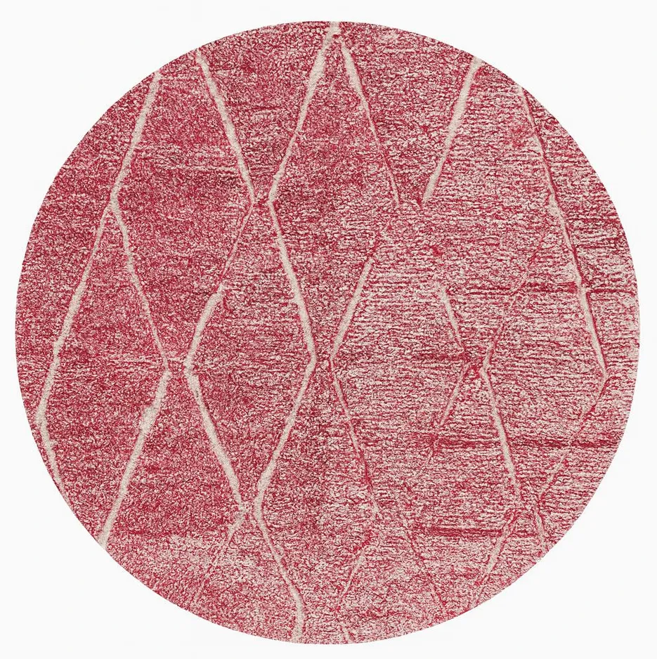 Tapis rond Beni Ouarain Abid rose — tapis beni ouarain tissé à la main
