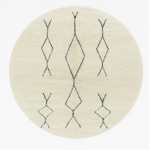 Tapis rond Beni Ouarain Igherm blanc — tapis beni ouarain