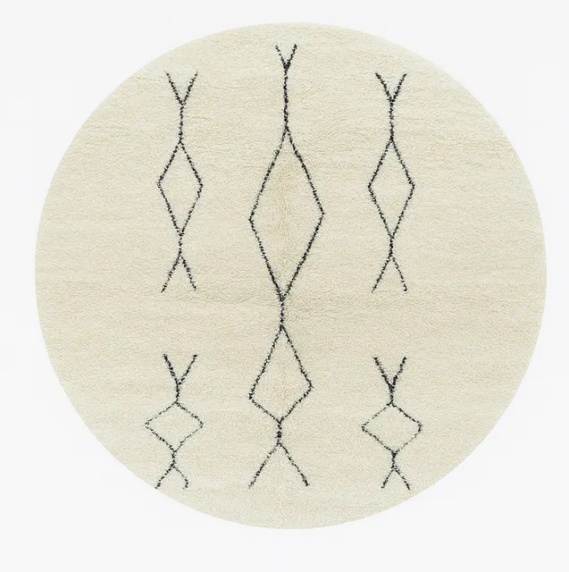 Tapis rond Beni Ouarain Igherm blanc — tapis beni ouarain