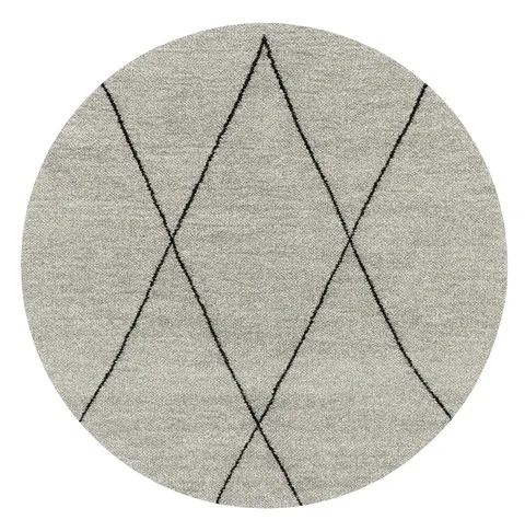 Tapis rond Beni Ouarain Melloul gris à lignes — tapis beni ouarain
