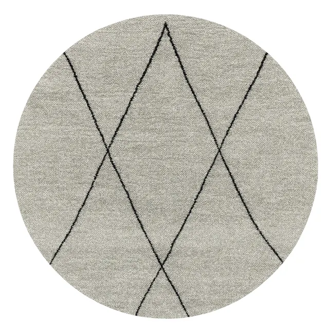 Tapis rond Beni Ouarain Melloul gris à lignes — tapis beni ouarain