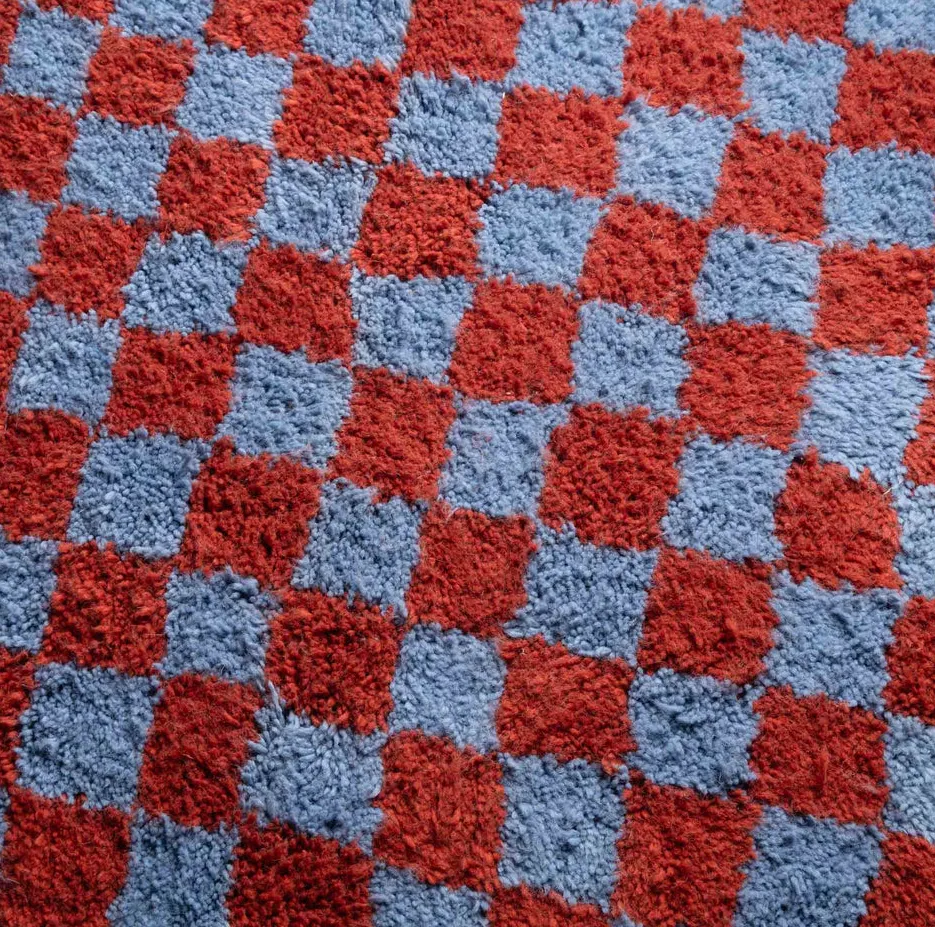 Tapis rond Beni Ouarain Sebou terracotta et bleu, vue 3 sur 7