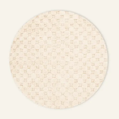 Tapis rond Beni Ouarain Sefrou beige et blanc — tapis beni ouarain