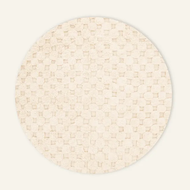Tapis rond Beni Ouarain Sefrou beige et blanc — tapis beni ouarain