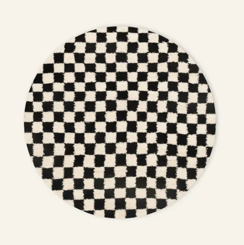 Tapis rond Beni Ouarain Tafraout beige et noir — tapis beni ouarain