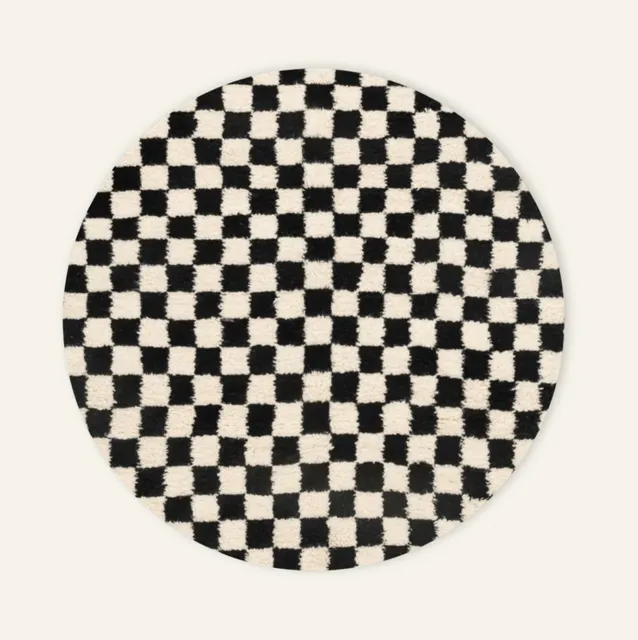 Tapis rond Beni Ouarain Tafraout beige et noir — tapis beni ouarain
