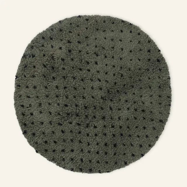 Tapis rond Beni Ouarain Taghazout vert — tapis beni ouarain