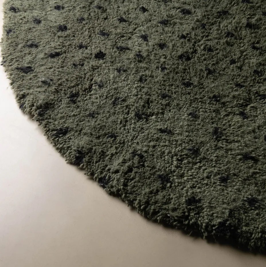 Tapis rond Beni Ouarain Taghazout vert, vue 4 sur 7