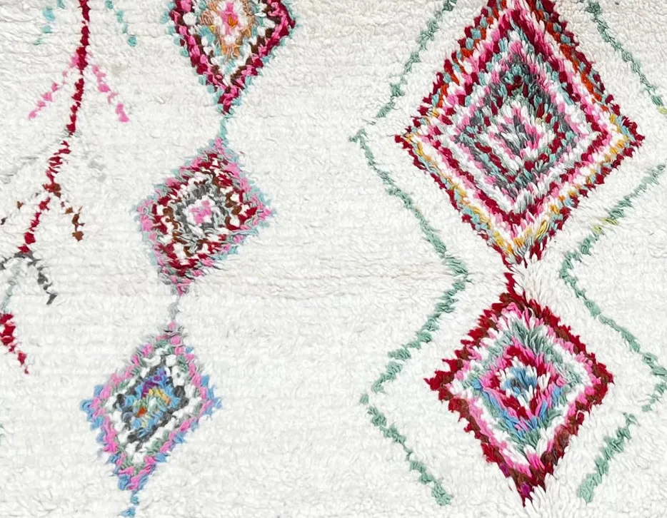 Tapis rond berbère Ahansal multicolore à losanges, vue 3 sur 4