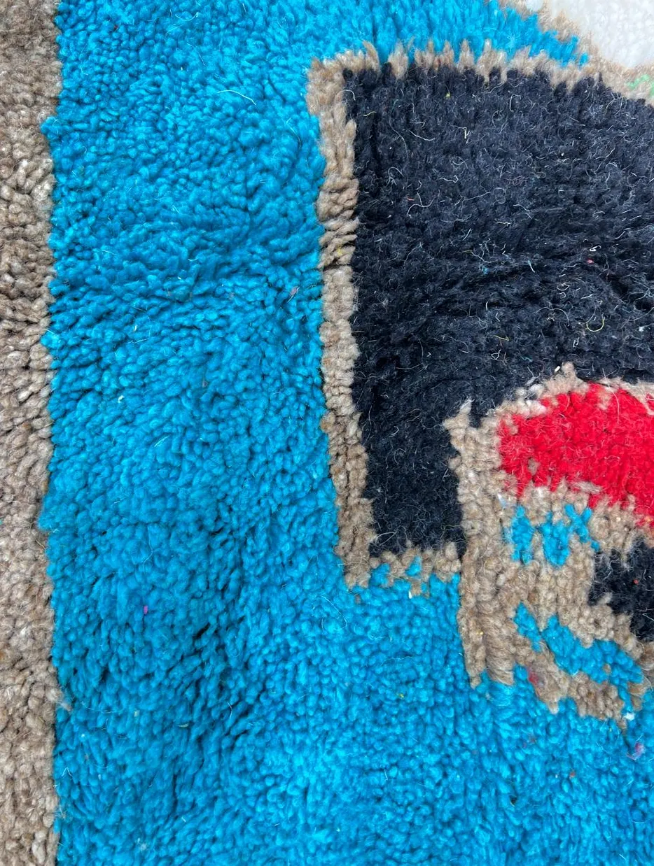 Tapis rond berbère Akka multicolore au dessin abstrait, vue 3 sur 3