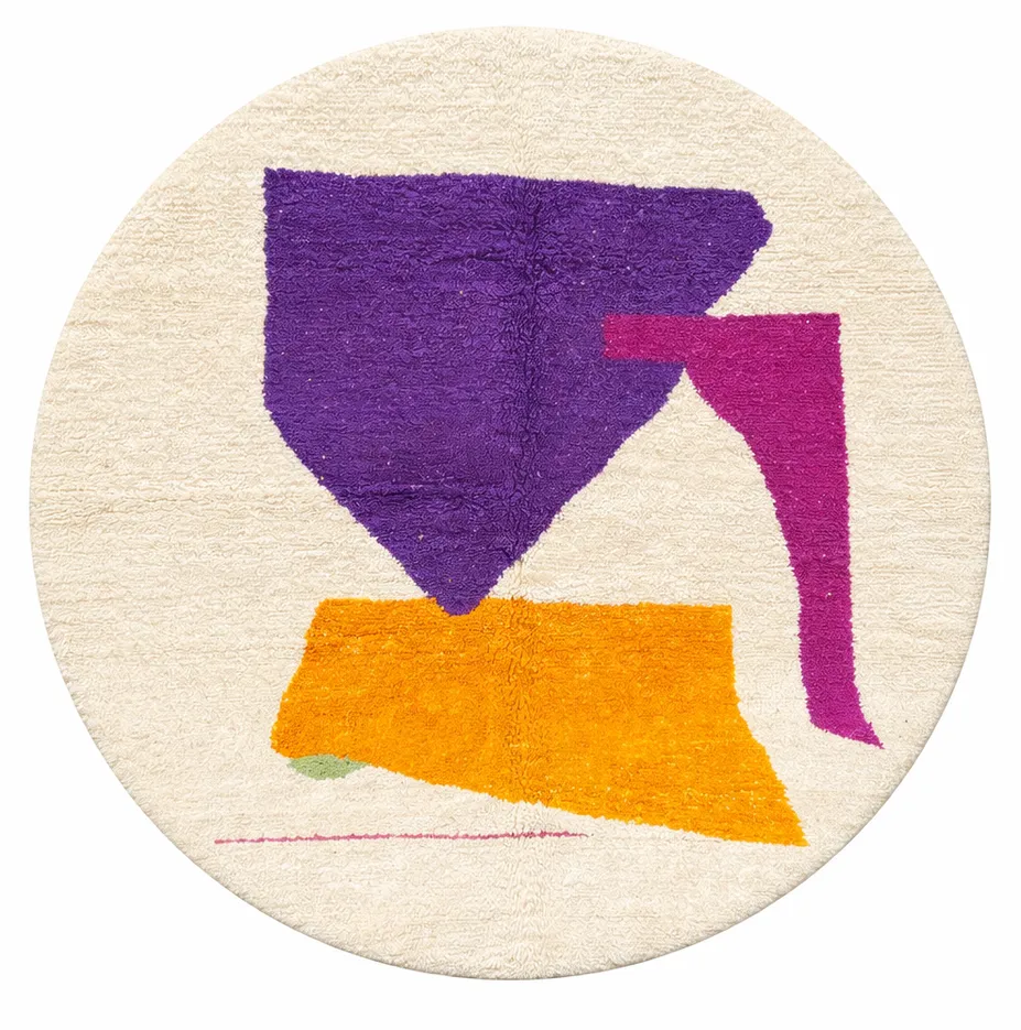 Tapis rond berbère Aksel au dessin abstrait — tapis berbères contemporains tissé à la main