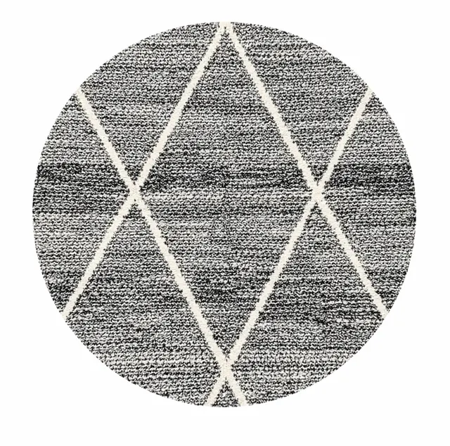 Tapis rond berbère Aman noir et blanc aux motifs géométriques — tapis berbères contemporains