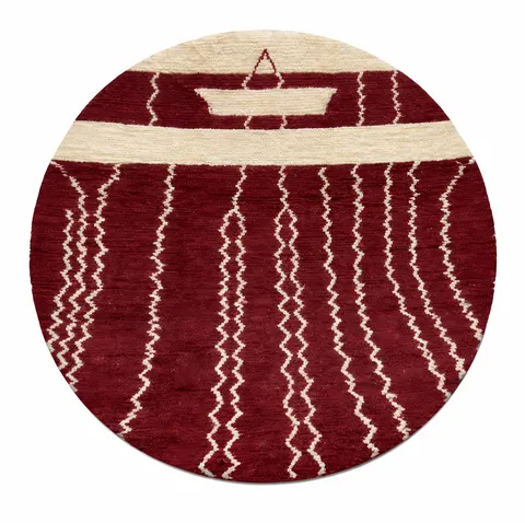 Tapis rond berbère Ameln bordeaux — tapis berbères contemporains