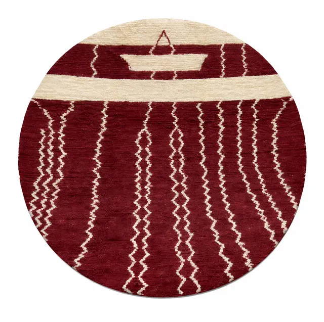 Tapis rond berbère Ameln bordeaux — tapis berbères contemporains