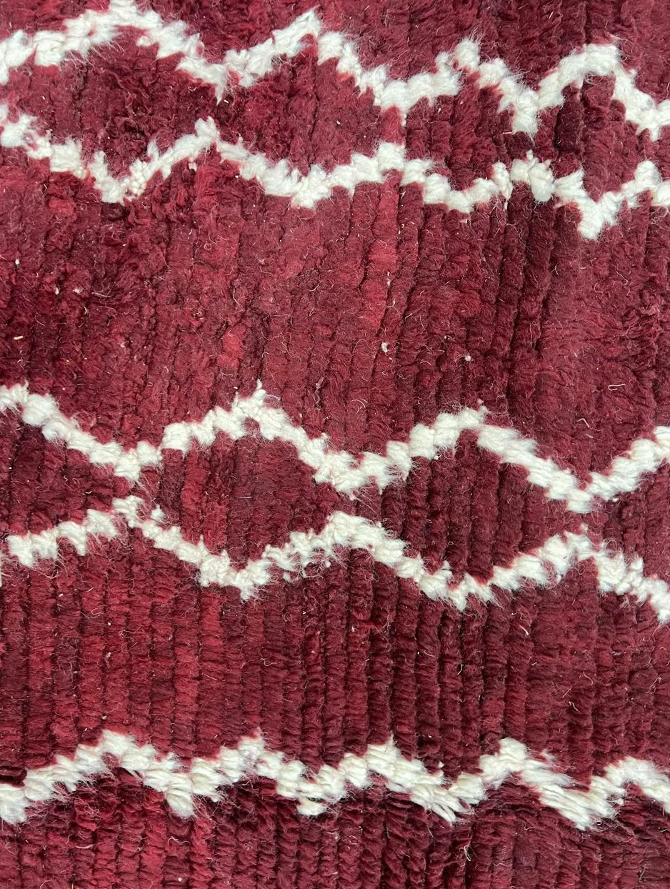 Tapis rond berbère Ameln bordeaux, vue 3 sur 4