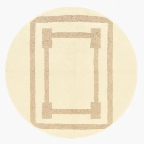 Tapis rond berbère Anghomar beige aux motifs géométriques — tapis berbères contemporains