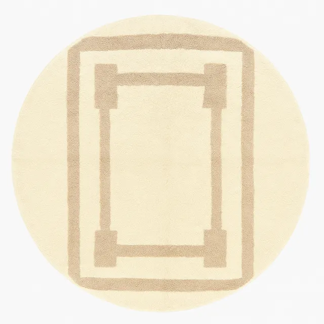 Tapis rond berbère Anghomar beige aux motifs géométriques — tapis berbères contemporains