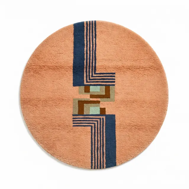 Tapis rond berbère Aoua au dessin abstrait — tapis berbères contemporains