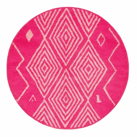 Tapis rond berbère Asif rose à losanges — tapis berbères contemporains
