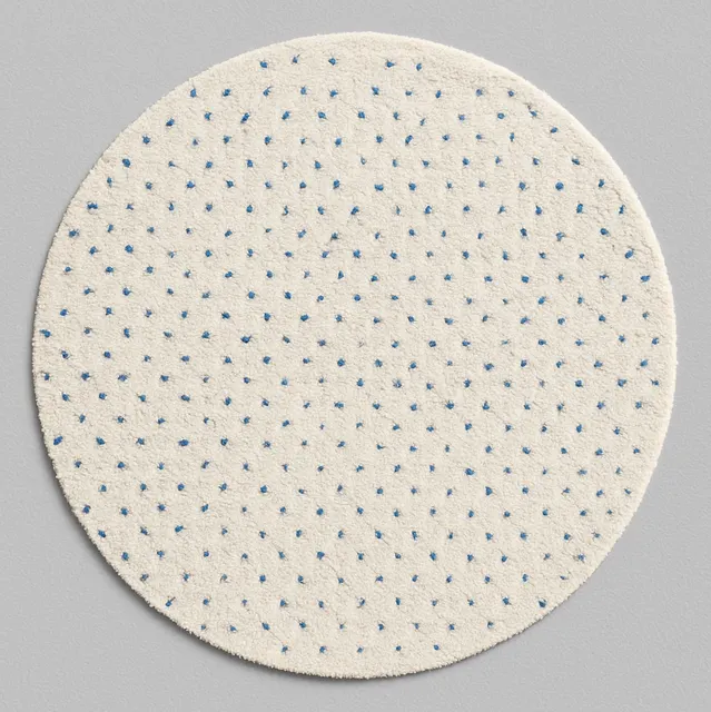Tapis rond berbère Ayachi blanc et bleu — tapis berbères contemporains