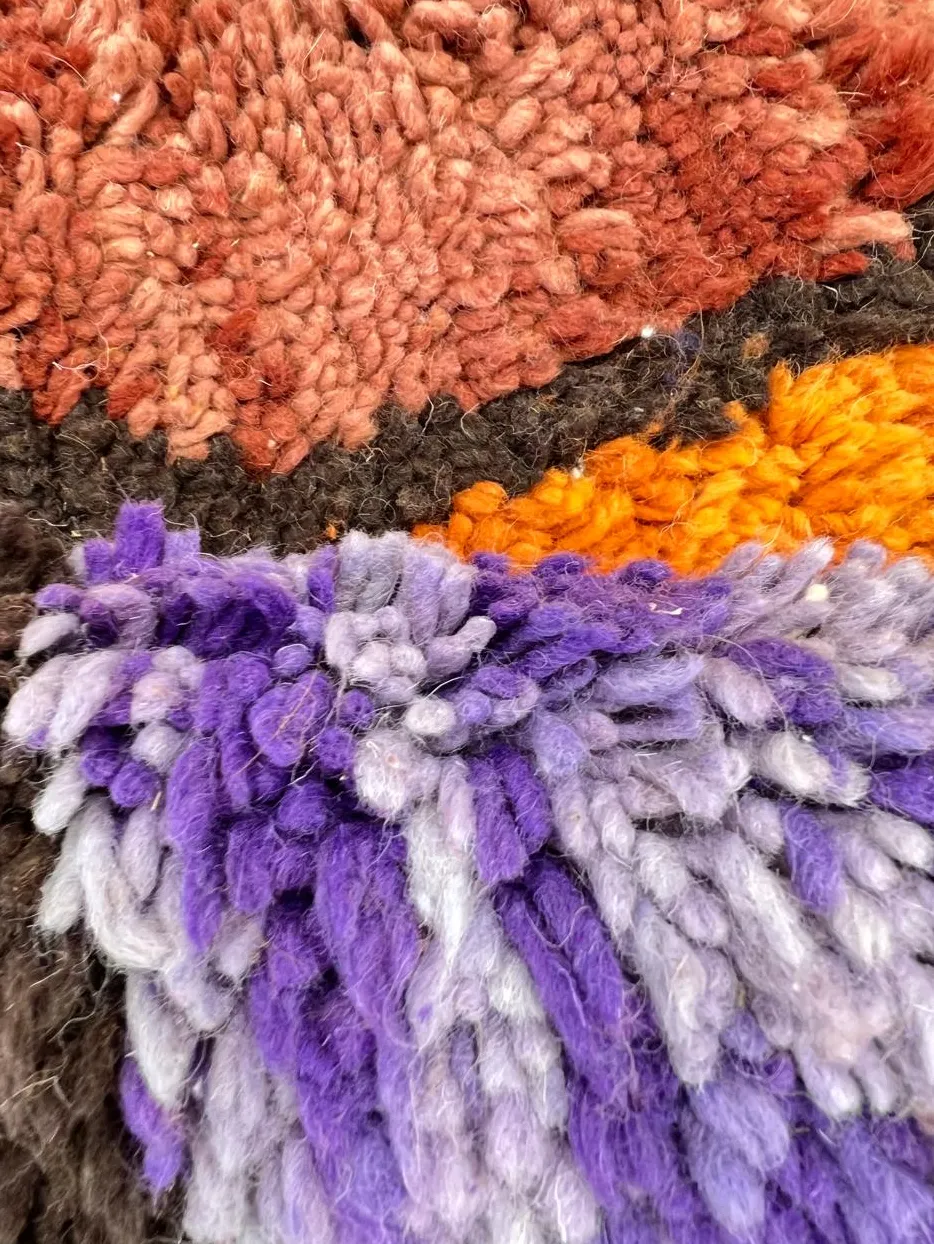 Tapis rond berbère Azemmour multicolore au dessin abstrait, vue 4 sur 4
