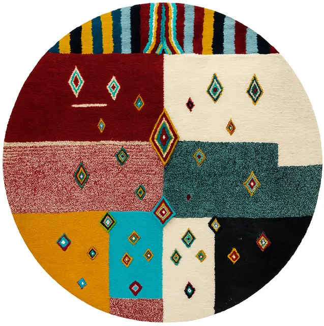 Tapis rond berbère Azigza — tapis berbères contemporains