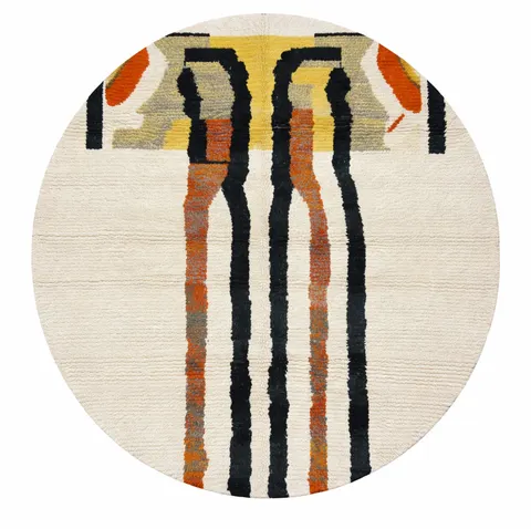 Tapis rond berbère Azul à lignes — tapis berbères contemporains