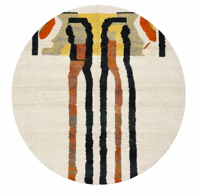 Tapis rond berbère Azul à lignes — tapis berbères contemporains
