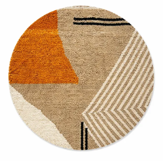 Tapis rond berbère Badis au dessin abstrait — tapis berbères contemporains