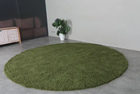 Tapis rond berbère Badis vert — tapis berbères contemporains