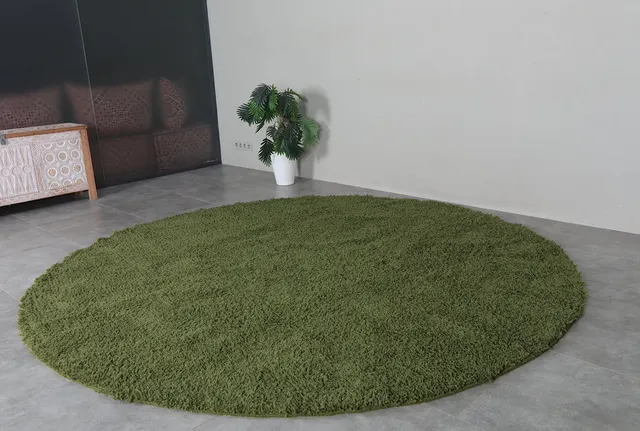 Tapis rond berbère Badis vert — tapis berbères contemporains