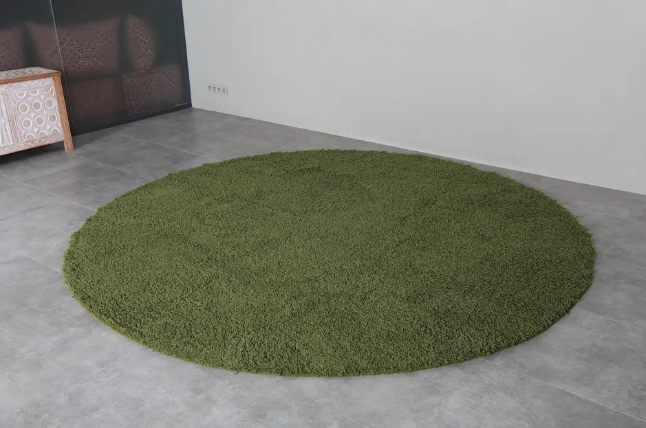 Tapis rond berbère Badis vert, vue 4 sur 7