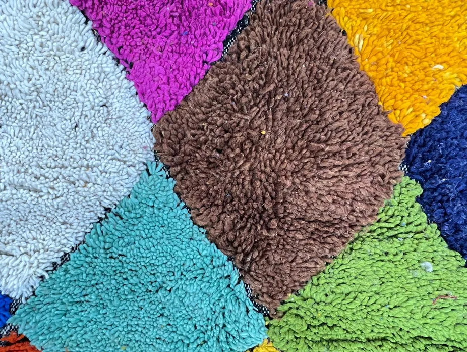 Tapis rond berbère Boumalne multicolore à damier, vue 4 sur 4