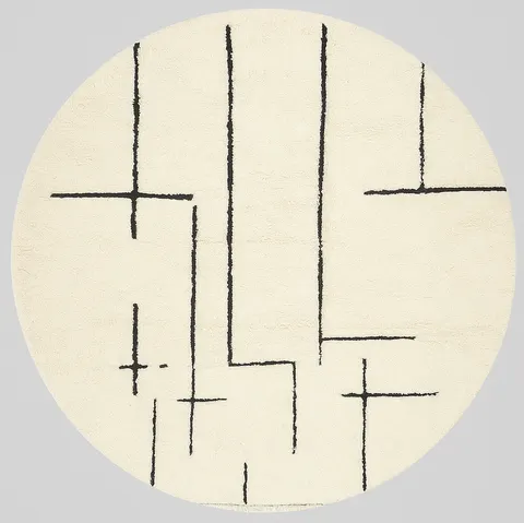 Tapis rond berbère Bounaceur à lignes — tapis berbères contemporains
