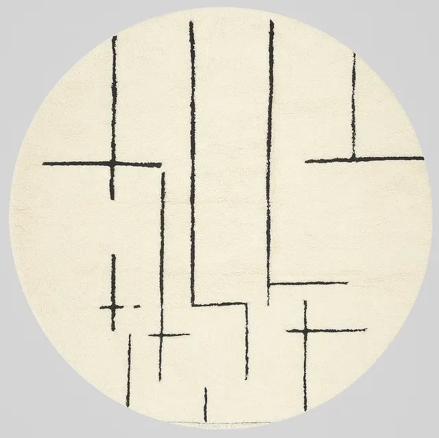 Tapis rond berbère Bounaceur à lignes — tapis berbères contemporains