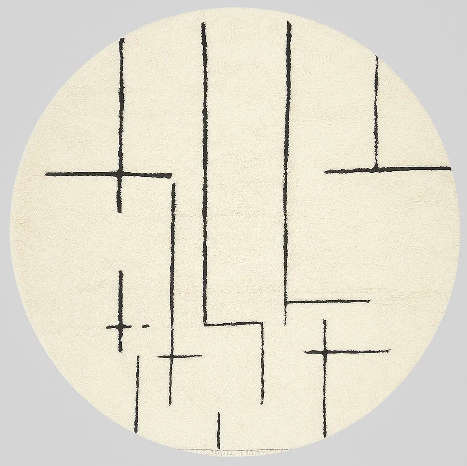 Tapis rond berbère Bounaceur à lignes — tapis berbères contemporains tissé à la main