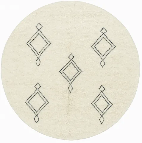 Tapis rond berbère Dayet à losanges — tapis berbères contemporains
