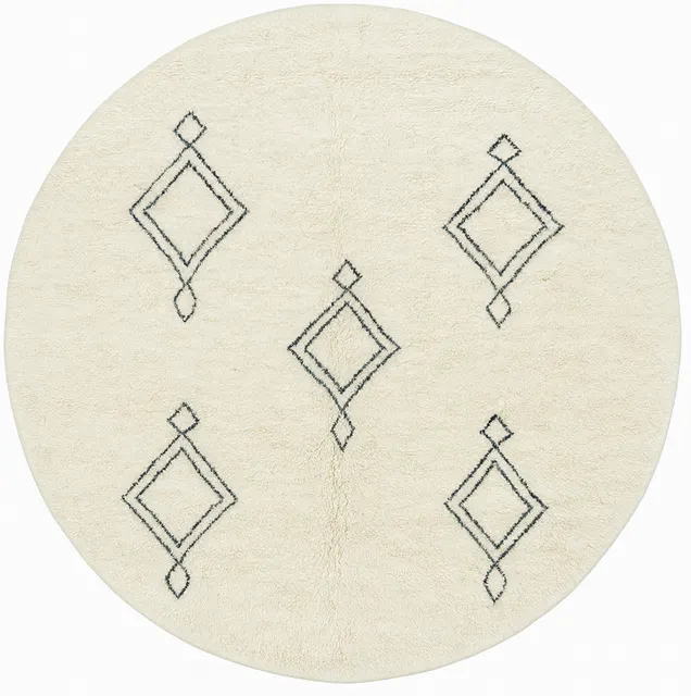 Tapis rond berbère Dayet à losanges — tapis berbères contemporains