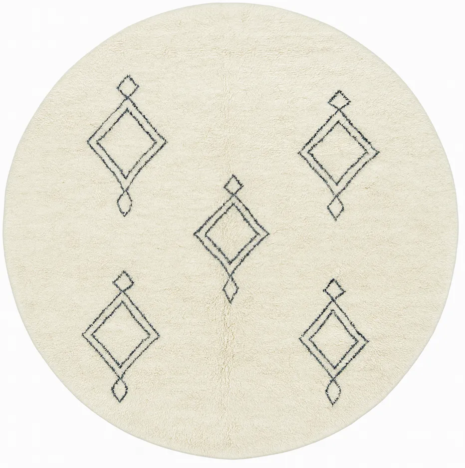 Tapis rond berbère Dayet à losanges — tapis berbères contemporains tissé à la main