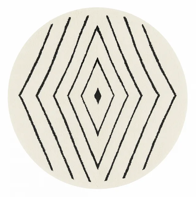 Tapis rond berbère Erfoud blanc à losanges — tapis berbères contemporains